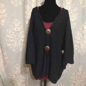 Big button black cardigan sweater